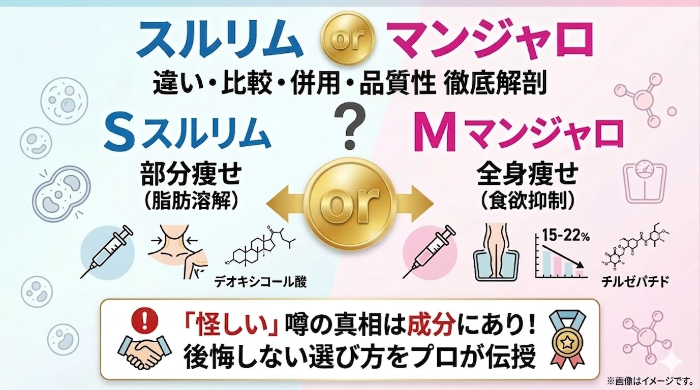 スルリムとマンジャロの違いを比較！併用や「怪しい」噂の真相を徹底究明