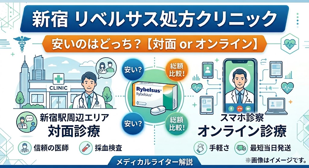 新宿のリベルサス処方クリニックはどこが安い？オンライン診療との総額を比較