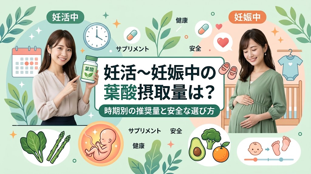 妊活〜妊娠中の葉酸摂取量は？時期別の推奨量と安全な選び方