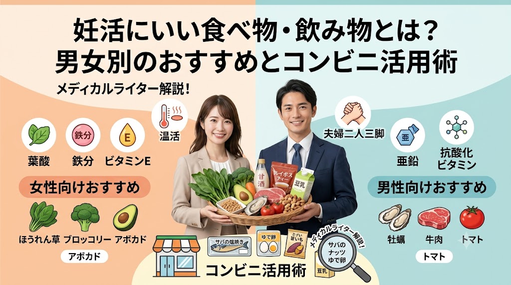 妊活にいい食べ物・飲み物とは？男女別のおすすめとコンビニ活用術