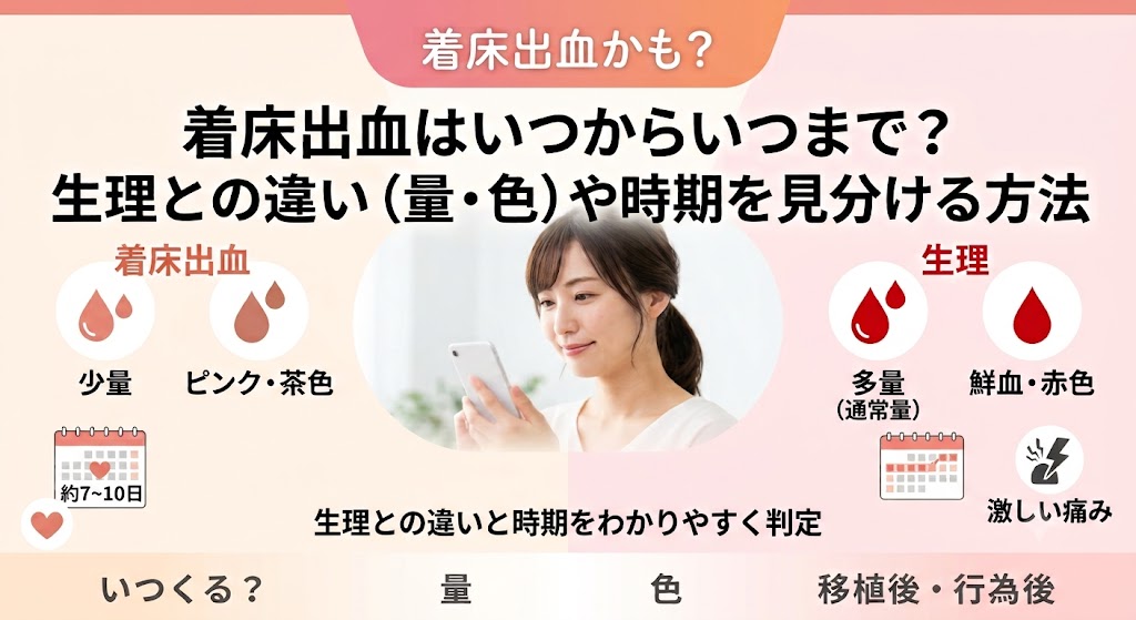 着床出血はいつから何日続く？生理との違い（量・色）や排卵日からの時期