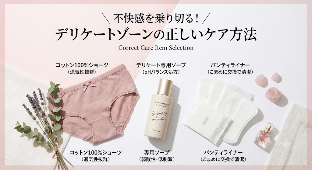 生理前のおりものの不快感を乗り切る、デリケートゾーン専用ソープやコットン100%ショーツなど正しいケアアイテムの紹介